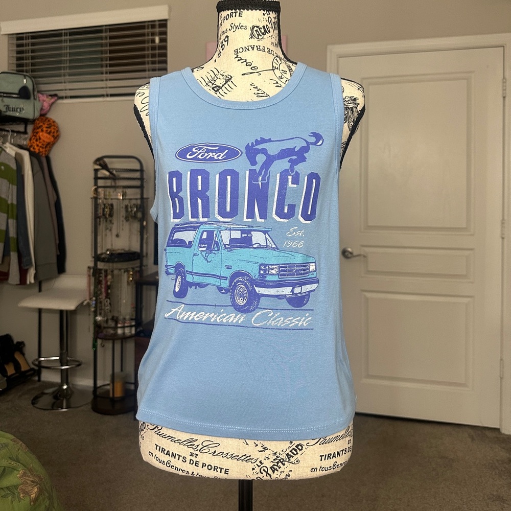 Ford Light Blue Bronco Graphic Tank Top